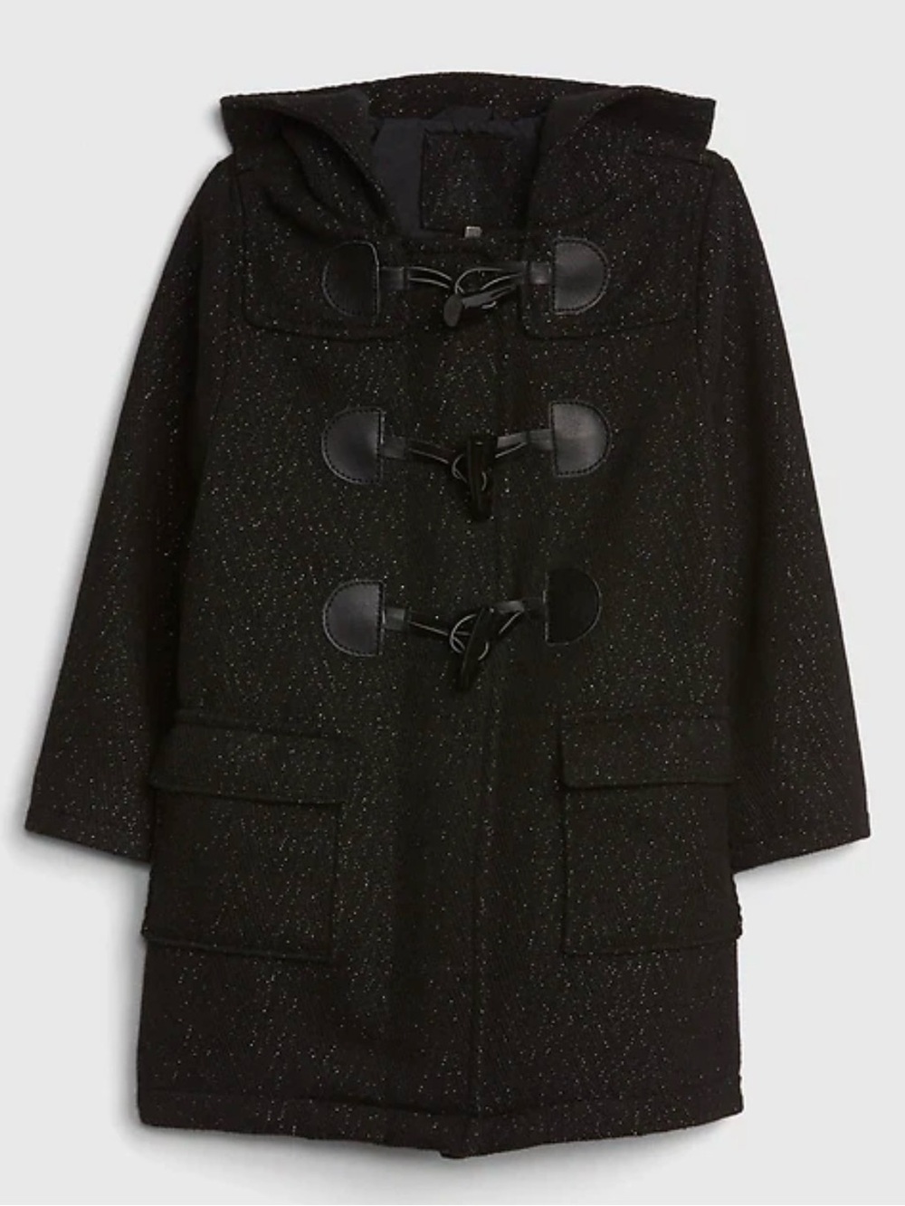 GAP Girls True Black Glitter Pea Coat Size 5 Years / 5T Excellent Condition